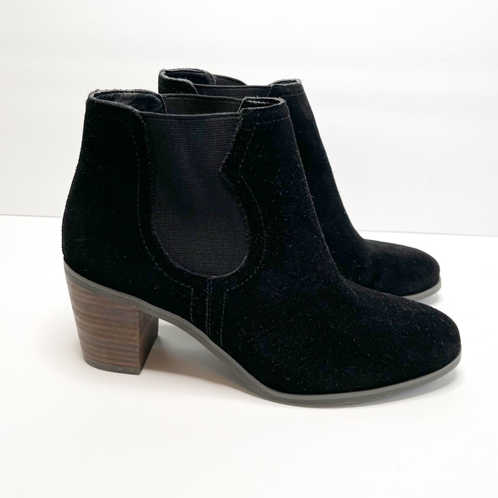 LUCKY BRAND Parsia black suede leather Heeled Pull On Ankle boots Size 8